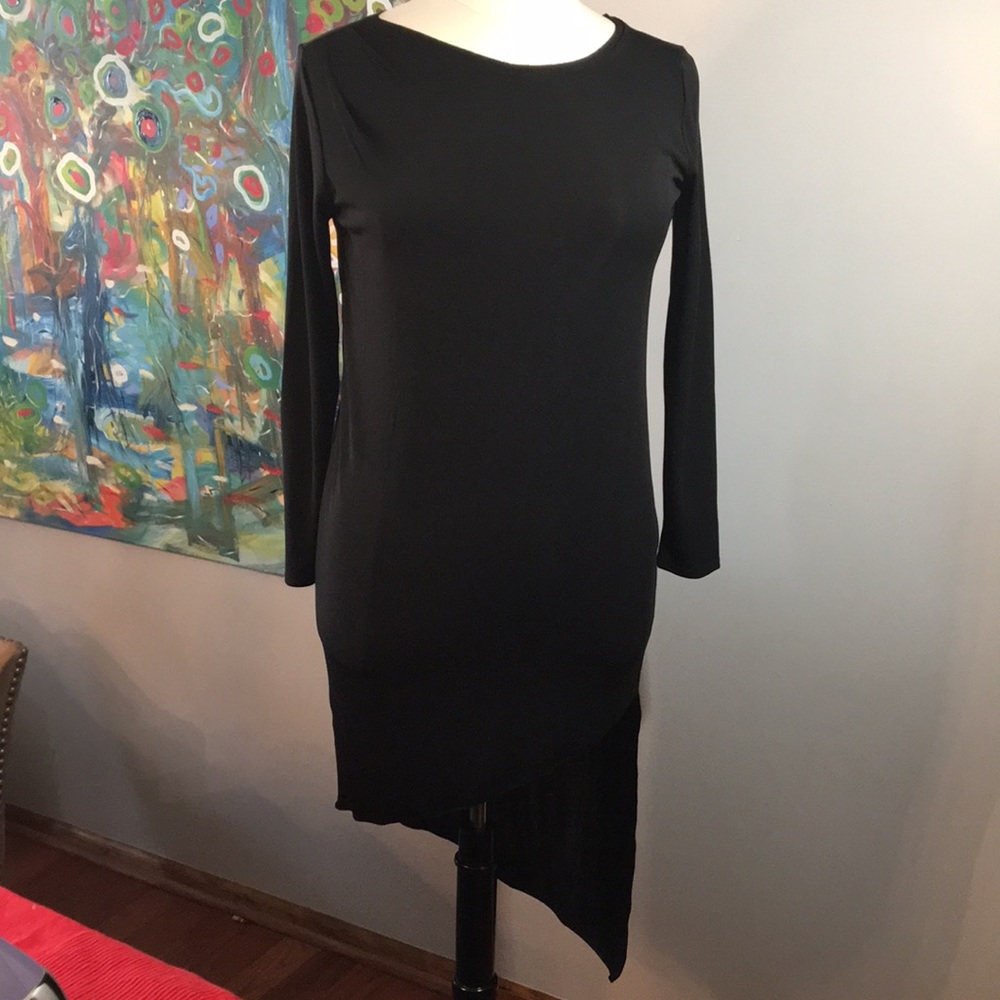DKNY Black Jersey Asymmetrical Dress